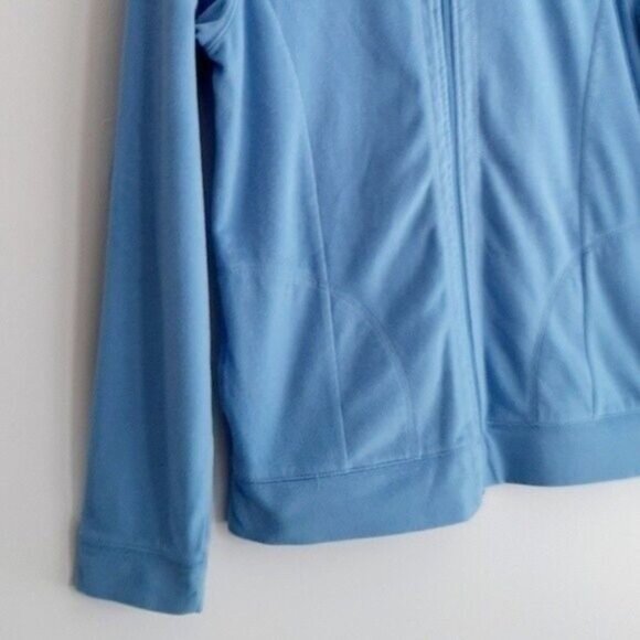 COLUMBIA Light Fleece Full Zip Hoodie Light Jacket Blue Sz S Flawed - Picture 4 of 12